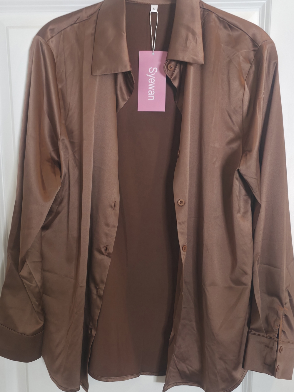 Brown Satin Button-Down Jacket